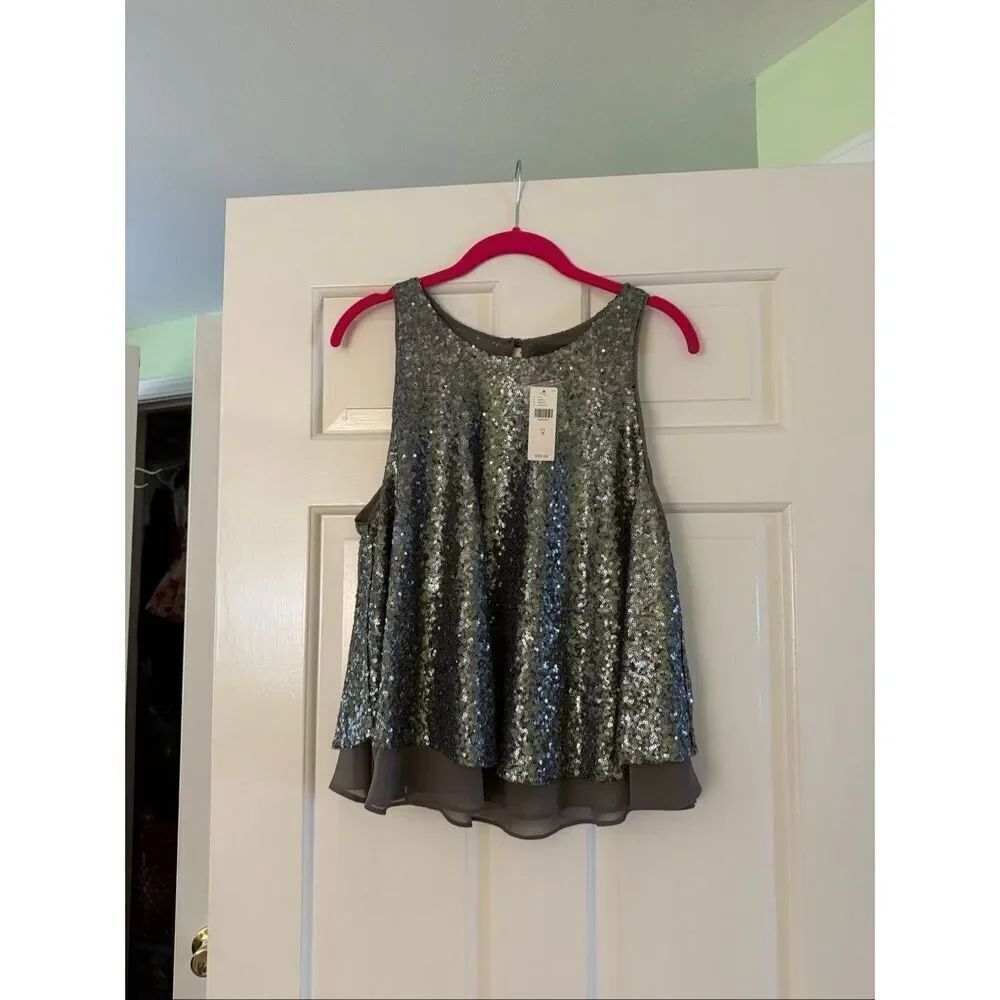 NWT Anthropologie Sequined Swing Top